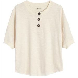 {NWT} Madewell Raw Edge Henley Tee